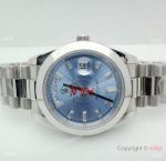 Copy Rolex Day Date 40mm Stainless Steel Presidential Ice Blue Dial w/ Baguettes